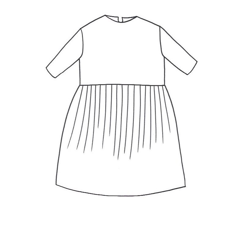 PLEATED DRESS THREE QUARTER SLEEVES