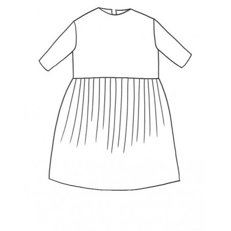 PLEATED DRESS THREE QUARTER SLEEVES