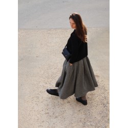 Pleated skirt, herringbone wool drap