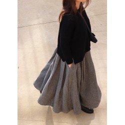 Pleated skirt, herringbone wool drap