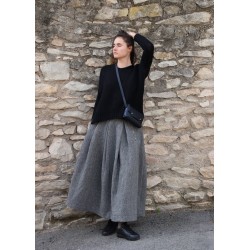 Pleated skirt, herringbone wool drap