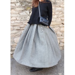 Pleated skirt, herringbone wool drap