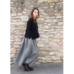 Pleated skirt, herringbone wool drap