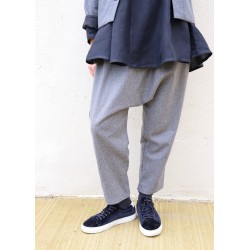 Saroual trousers, grey wool blend