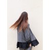 Pleated blouse, black linen