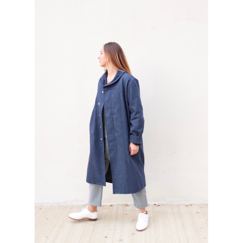 Coat, blue recycled denim