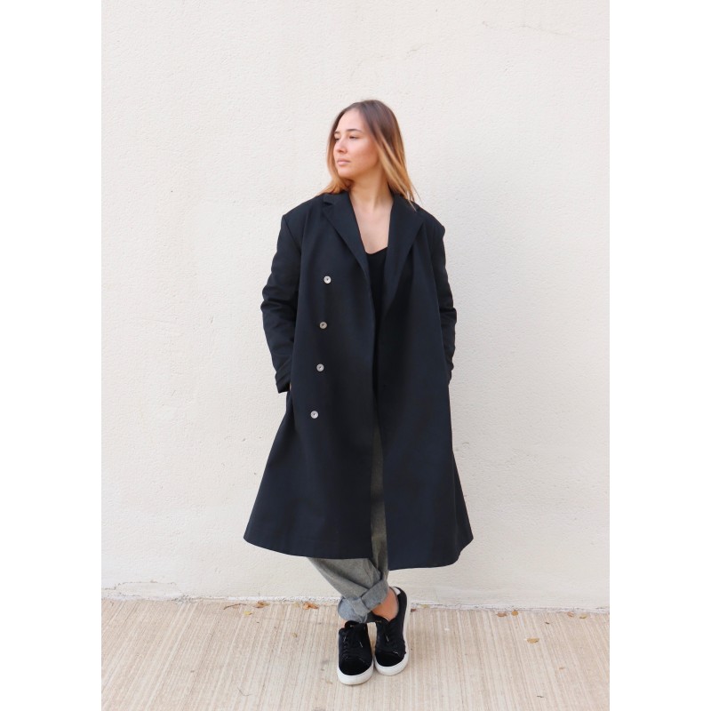 Unisex coat, black denim