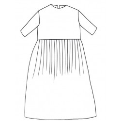 LONG PLEATED DRESS THREE QUARTER SLEEVES