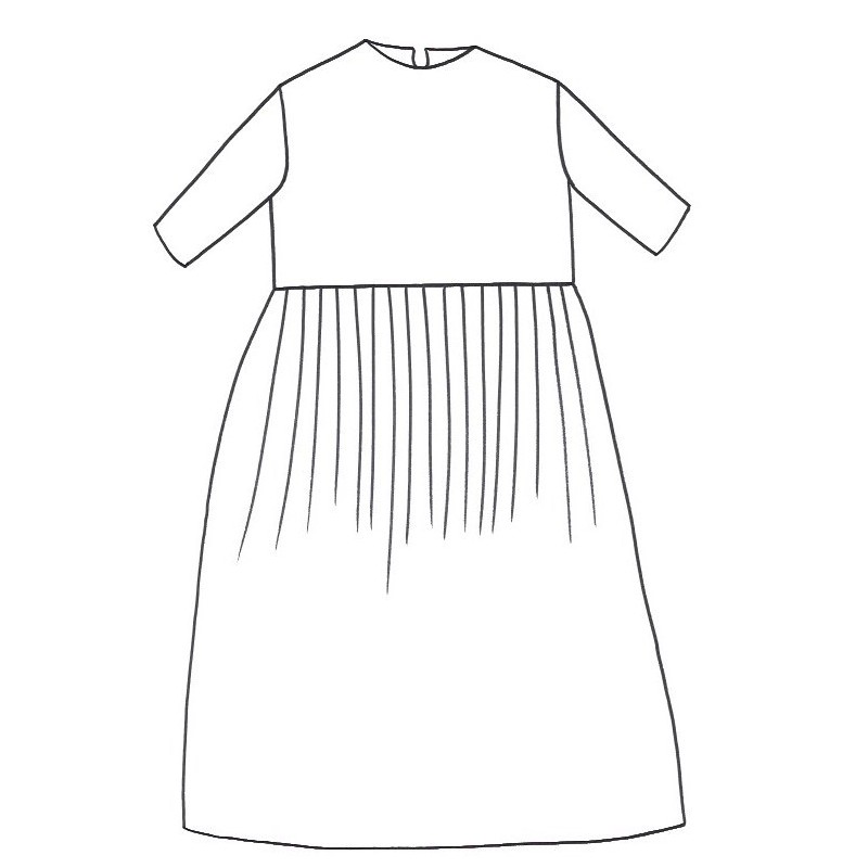 LONG PLEATED DRESS THREE QUARTER SLEEVES