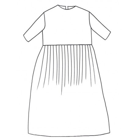 LONG PLEATED DRESS THREE QUARTER SLEEVES