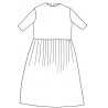 LONG PLEATED DRESS THREE QUARTER SLEEVES LOW WAIST