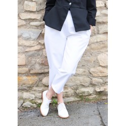 Pantalon taille haute, jean blanc