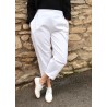 Pantalon taille haute, jean blanc