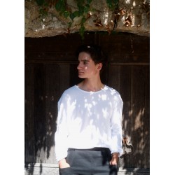 Pull mixte, maille coton blanc