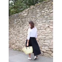 Long skirt, black denim