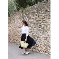 Long skirt, black denim