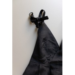 Strap dress, black linen