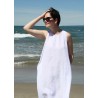 Flared dress, sleeveless, white linen