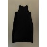 Flared dress, sleeveless, V neck, black linen