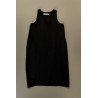 Flared dress, sleeveless, V neck, black linen