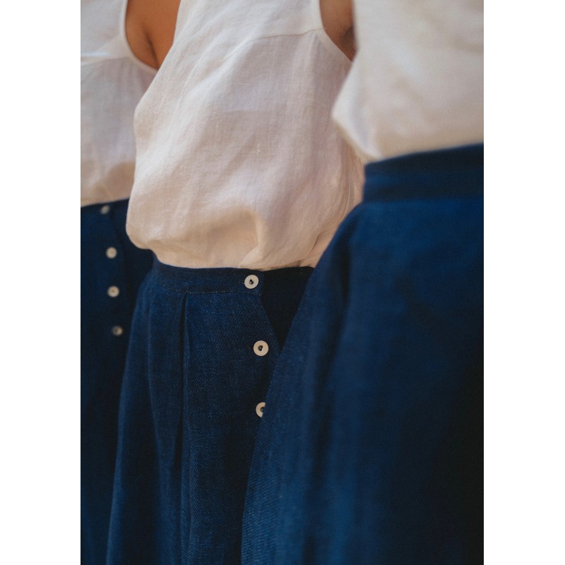 Skirt 03, indigo heavy linen