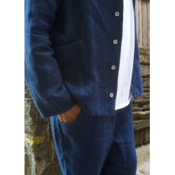 Suit jacket for man, indigo heavy linen