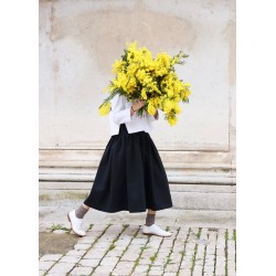 Pleated dress, sleeveless, black denim