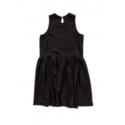 Pleated dress, sleeveless, black flannel