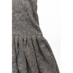 Pleated dress, sleeveless, herringbone wool drap