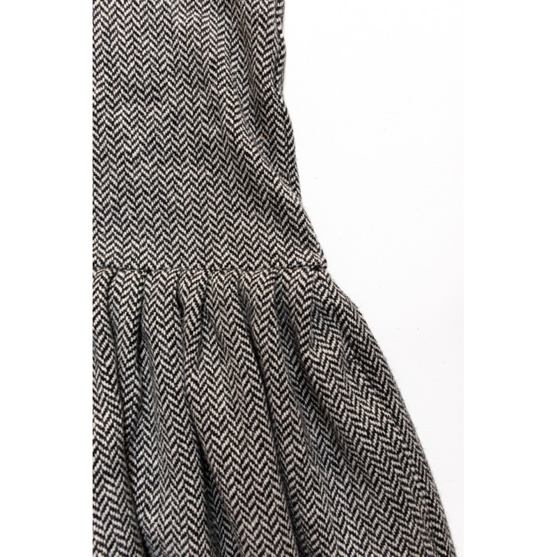 Pleated dress, sleeveless, herringbone wool drap