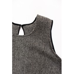 Pleated dress, sleeveless, herringbone wool drap