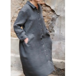 Shirt-dress, grey heavy linen