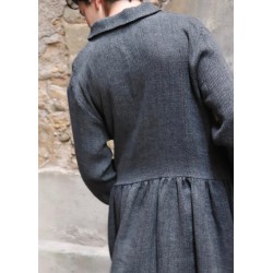 Robe-chemise, lin épais gris