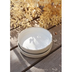 White ceramic round serving plate