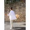 Long sleeves pleated shirt, white linen