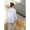 Long sleeves pleated shirt, white linen