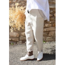 Pantalon à poches, lin épais naturel