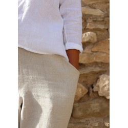 Pantalon à poches, lin épais naturel