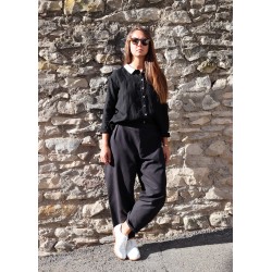 Pantalon taille haute, jean noir