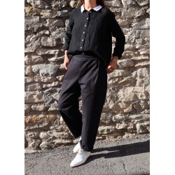 Pantalon taille haute, jean noir