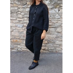 Chemise Claudine, lin noir