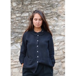 Chemise Claudine, lin noir