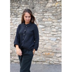 Chemise Claudine, lin noir