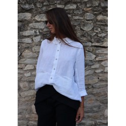 Claudine shirt, white linen