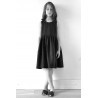 Pleated dress, sleeveless, black linen