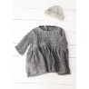 Long sleeves pleated dress, grey linen