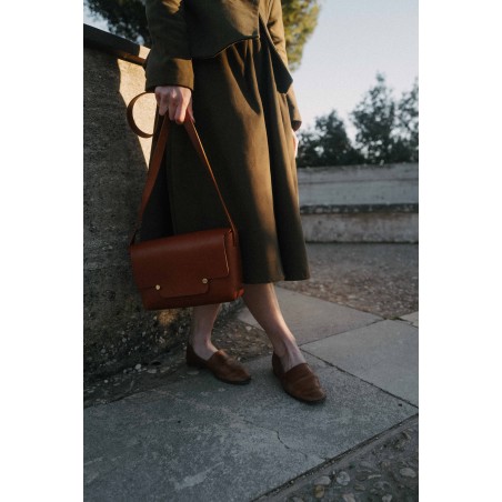 Long skirt, Olive cotton canvas