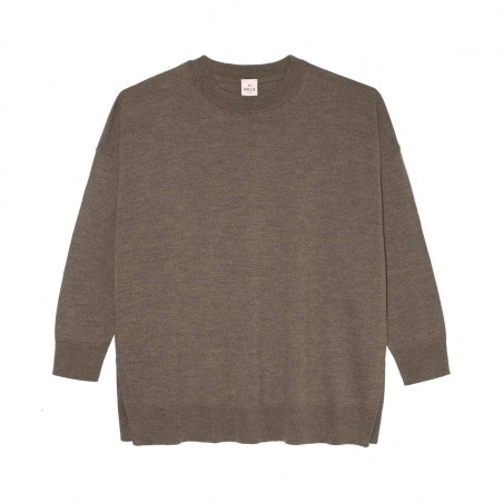 Pull en laine merinos taupe