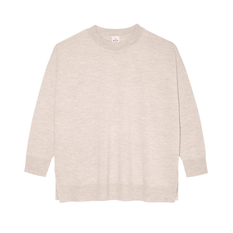 Pull en laine merinos beige