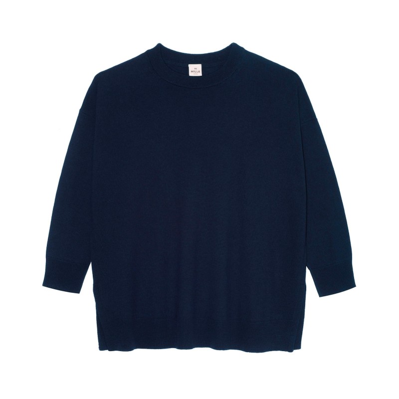 Pull en laine merinos bleu marine